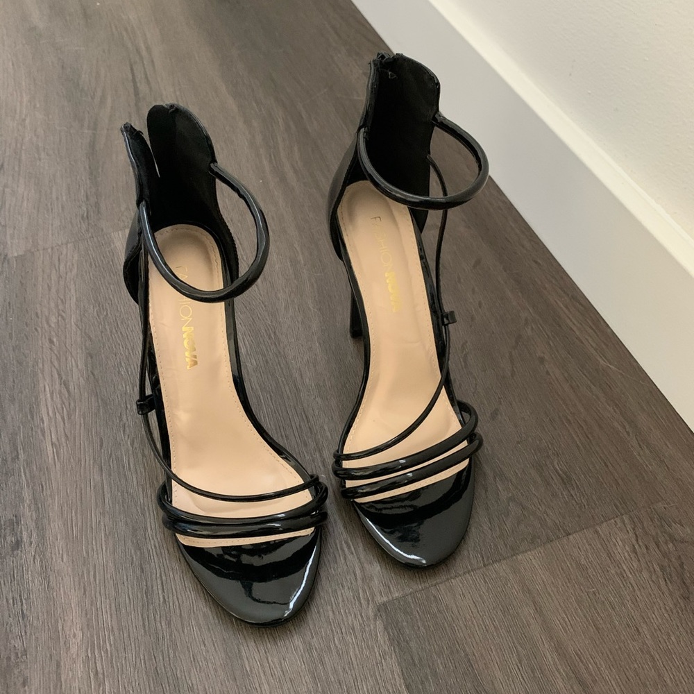 Black open toe heels